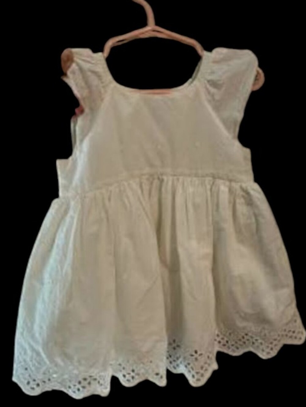 White Eyelet Trim Girls Formal Dress